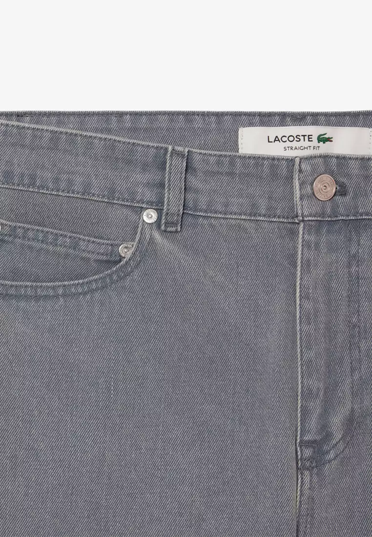 Washed Effect Dyed Denim Bermuda Shorts