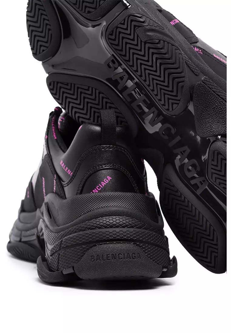 Allover Logo Triple S Women's Sneakers in Black/Pink
