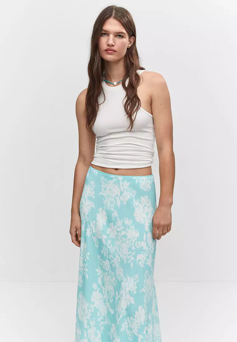 White floral long on sale skirt