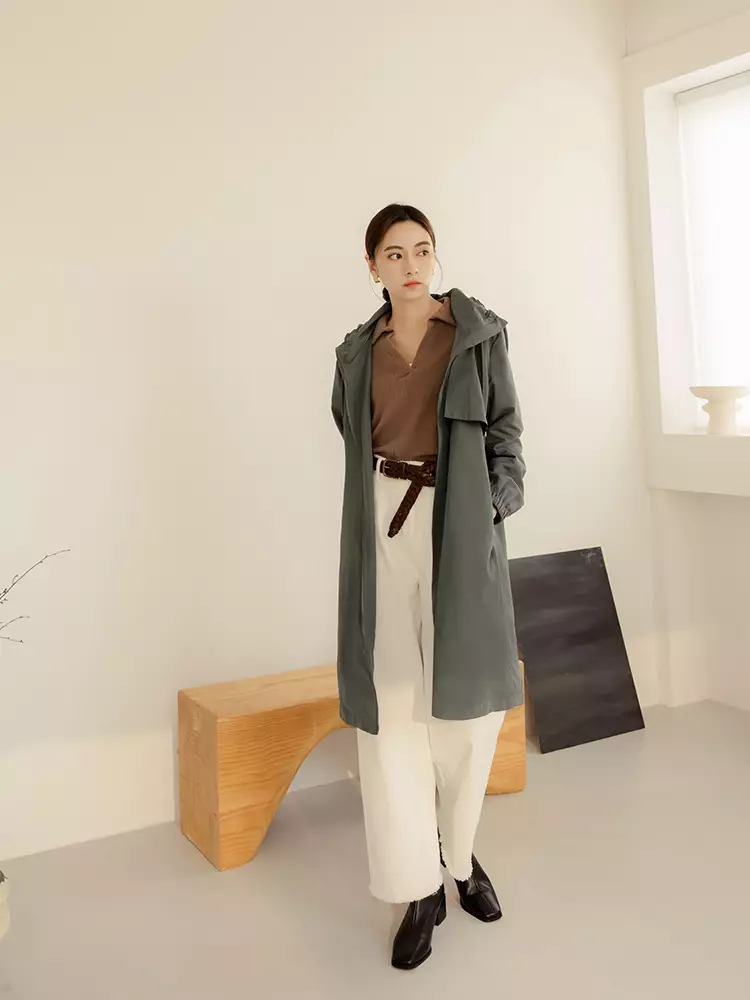 Buy OBSTYLE Solid Color Water repellent High neck Drawstring