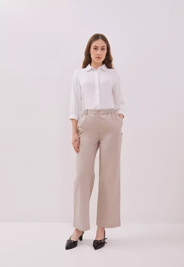 DUST Celana Straight Pants Aruni Cream TENCEL™ Comfease (D.39136)