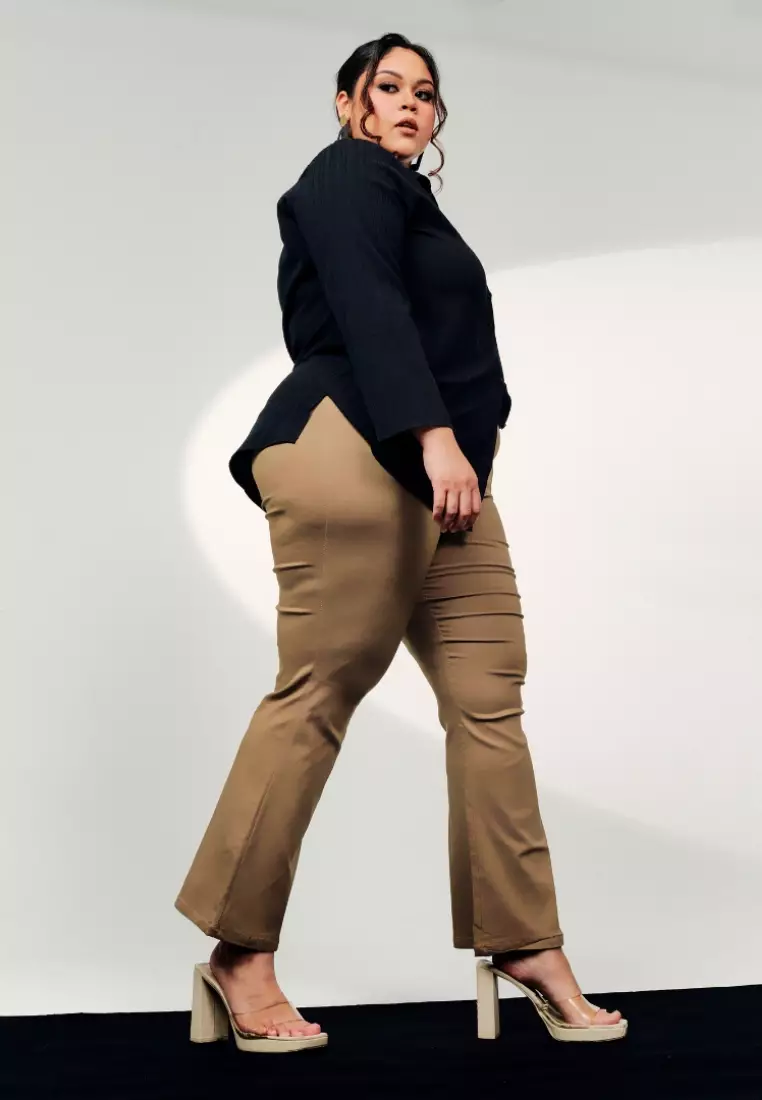 Plus size black bootcut trousers discount