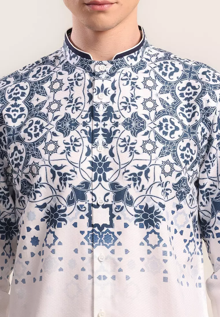 MOC - Kemeja Shanghai Lengan Panjang Pria Farhan - Blue