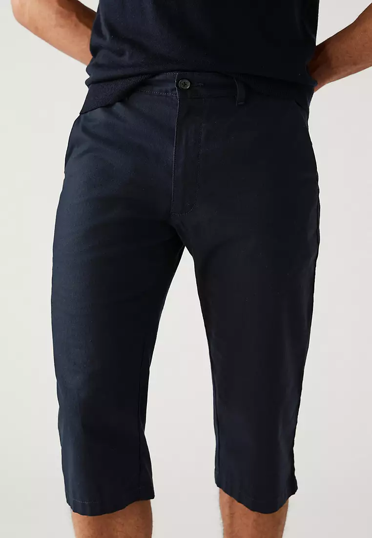 Linen Blend 3/4 Leg Shorts