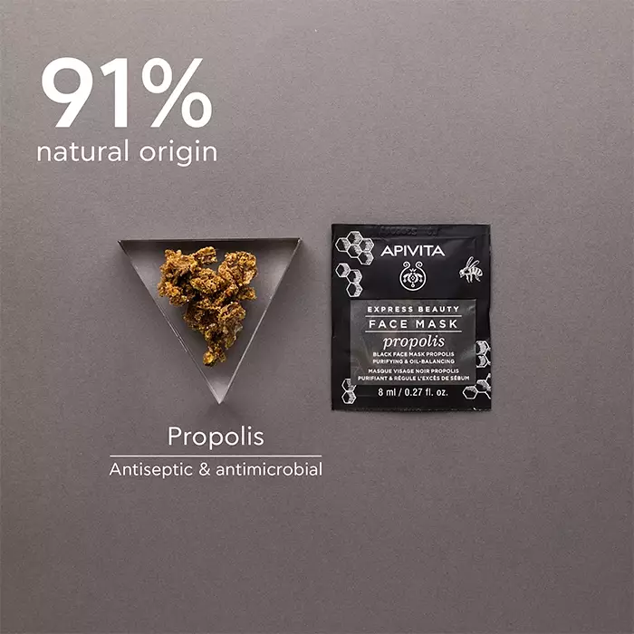 Apivita Express Beauty Black Face Mask With Propolis, Purifying & Oil-Balancing 2X8 ml | Masker Wajah dengan Propolis dan Charcoal Mengontrol Sebum Kulit Berminyak
