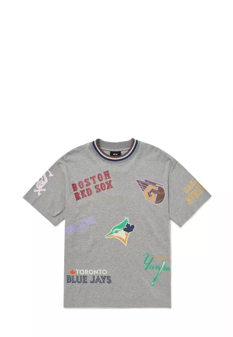 Jual MLB Korea Multi Logo Allover Tshirt MLB Grey Original 2025
