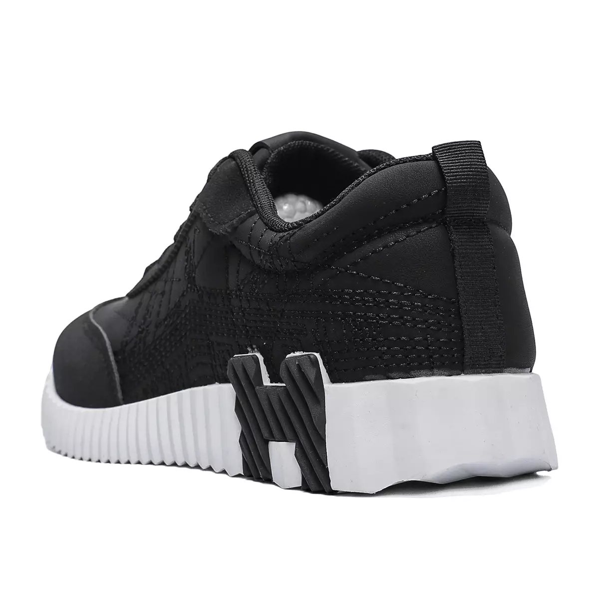 Sepatu Sekolah Cowok Hitam Abu Sneakers Sport Polos Pria QNR32 