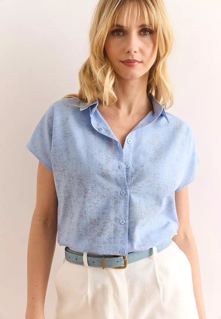 Folded Sleeve Linen Shirt