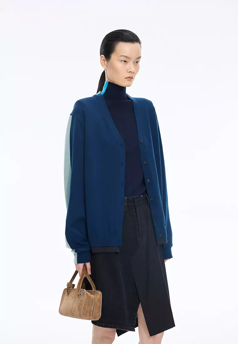 巴素兰羊毛宽松中长款开襟针织衫