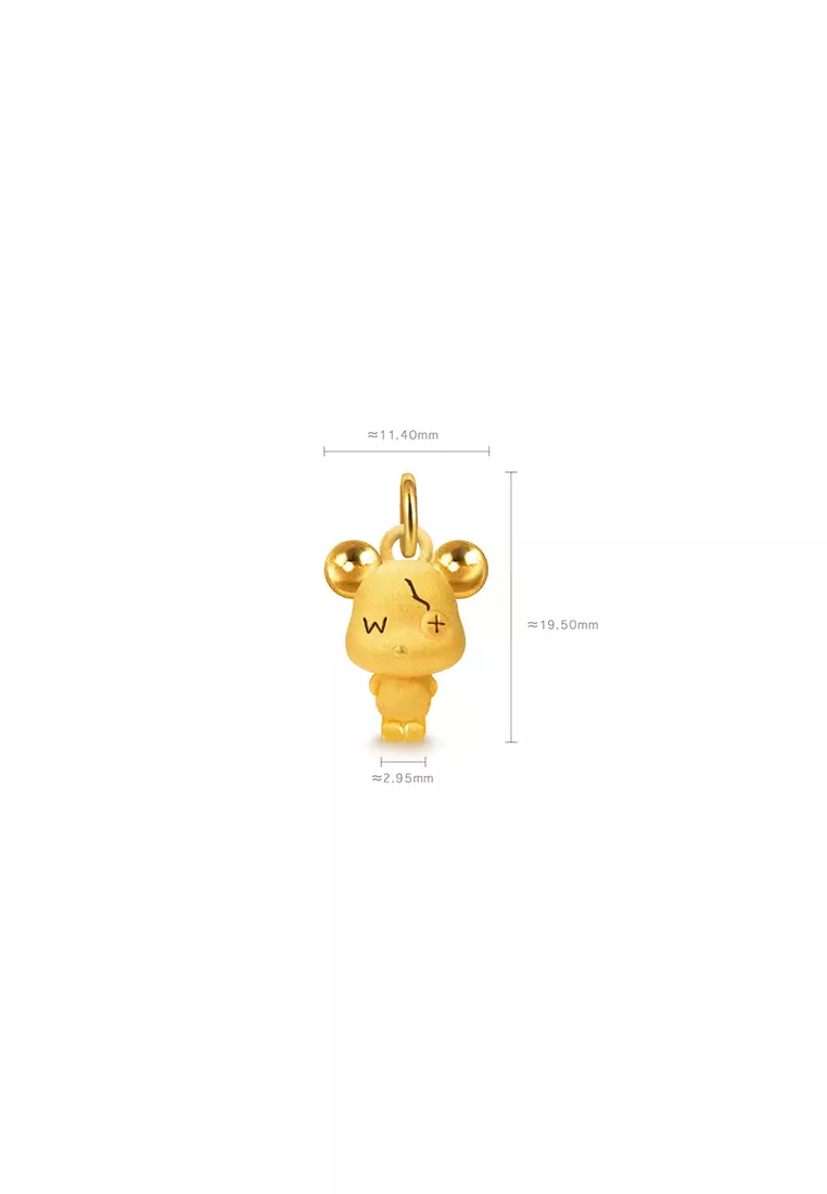 999.9/24K Pure Gold 3D Violent Bear Pendant B638B
