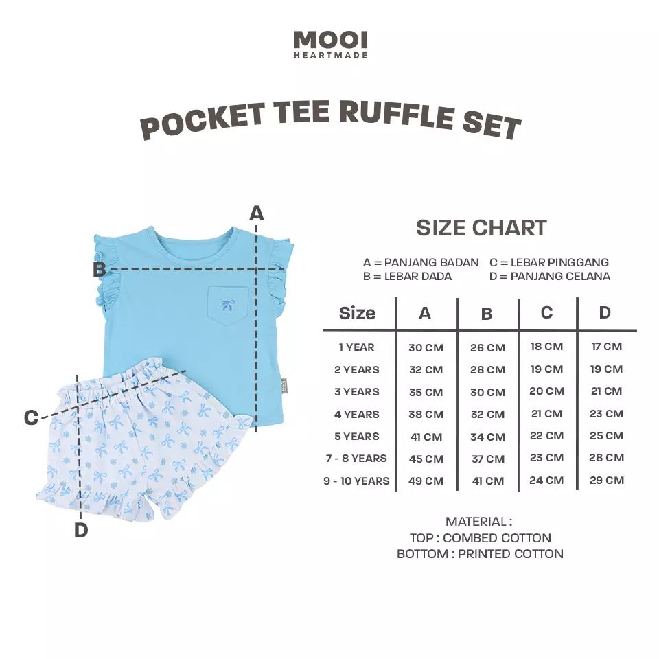 Mooi Setelan Anak Perempuan Ruffle Pocket Tee - Pink Blush