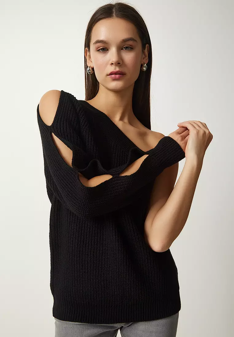 The Shoulder Knitted Sweater Off One Shoulder ASOS DESIGN Slouchy