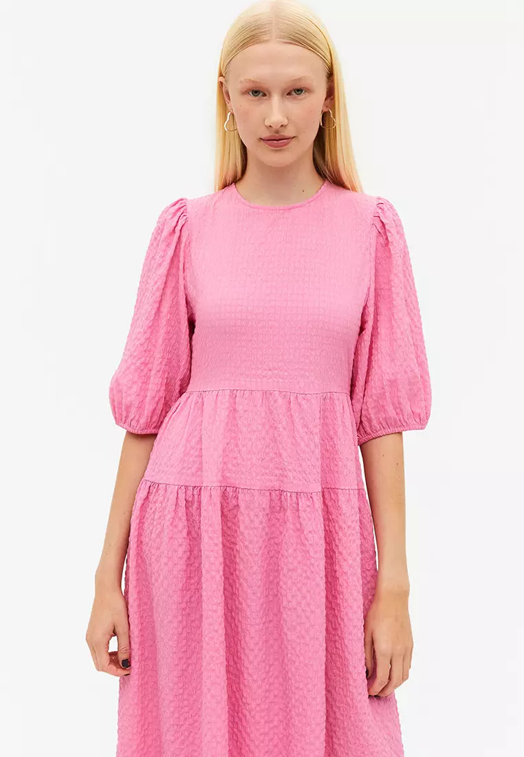 Buy Monki Crepe Midi Puff Sleeve Dress Online | ZALORA Malaysia