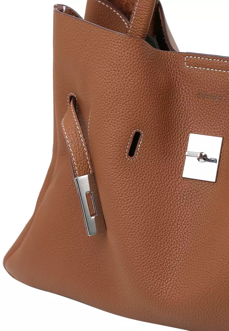 SAOIRSE Soft Structural Belt Tote Bag - Caramel