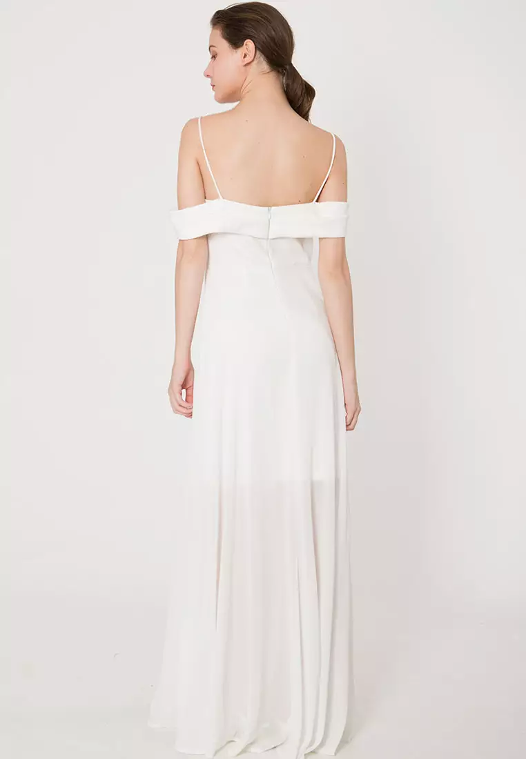 露肩雪纺晚礼服