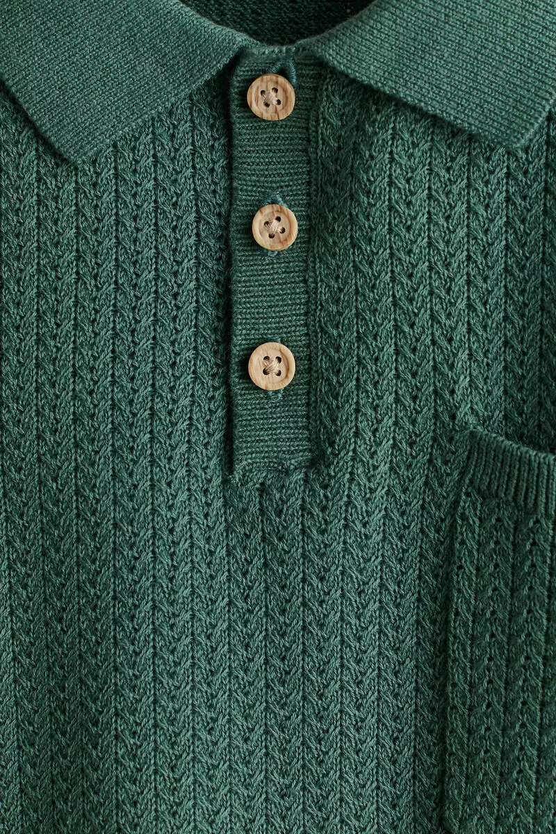Knitted cotton polo shirt
