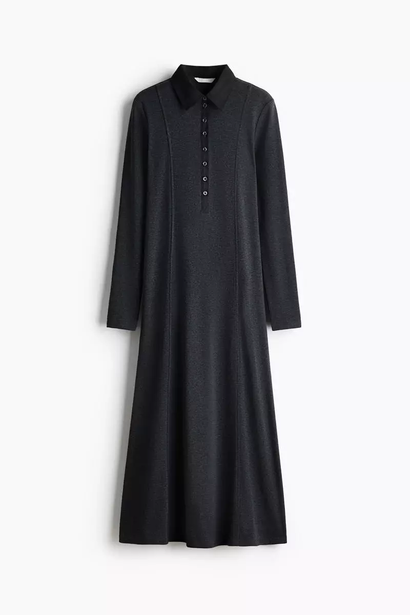 Fine-knit polo dress