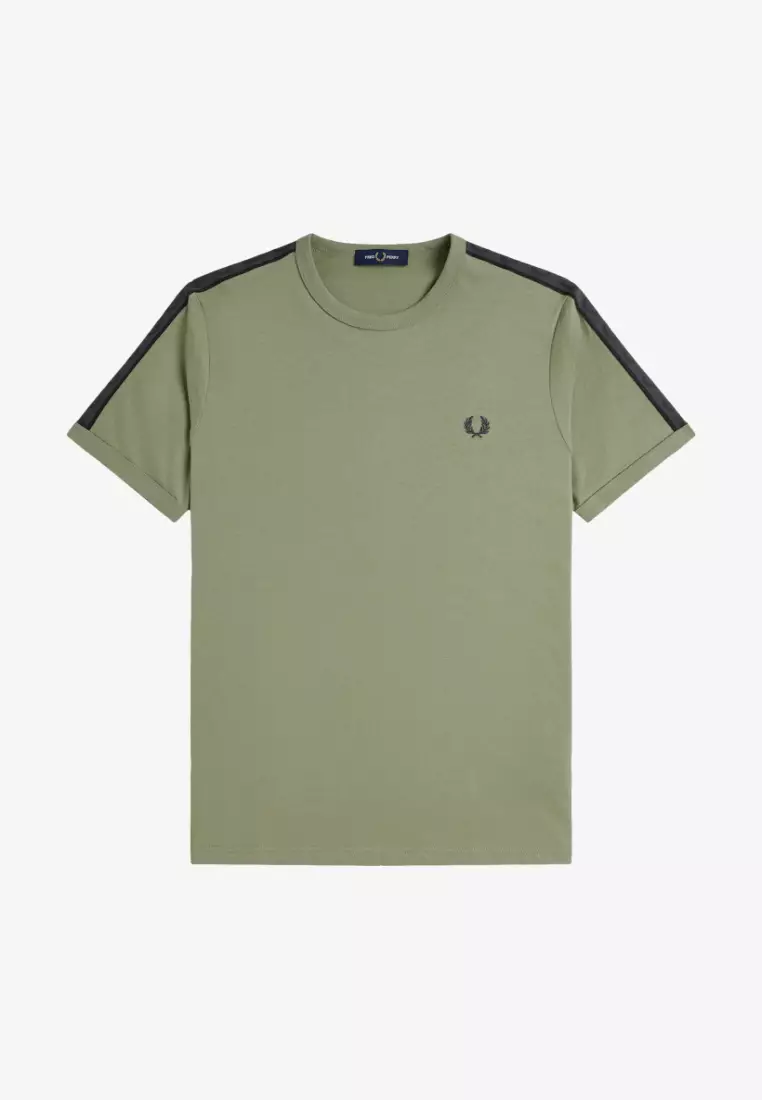 Fred Perry M4613 Contrast Tape Ringer T-Shirt (Olive / Anchor Grey)