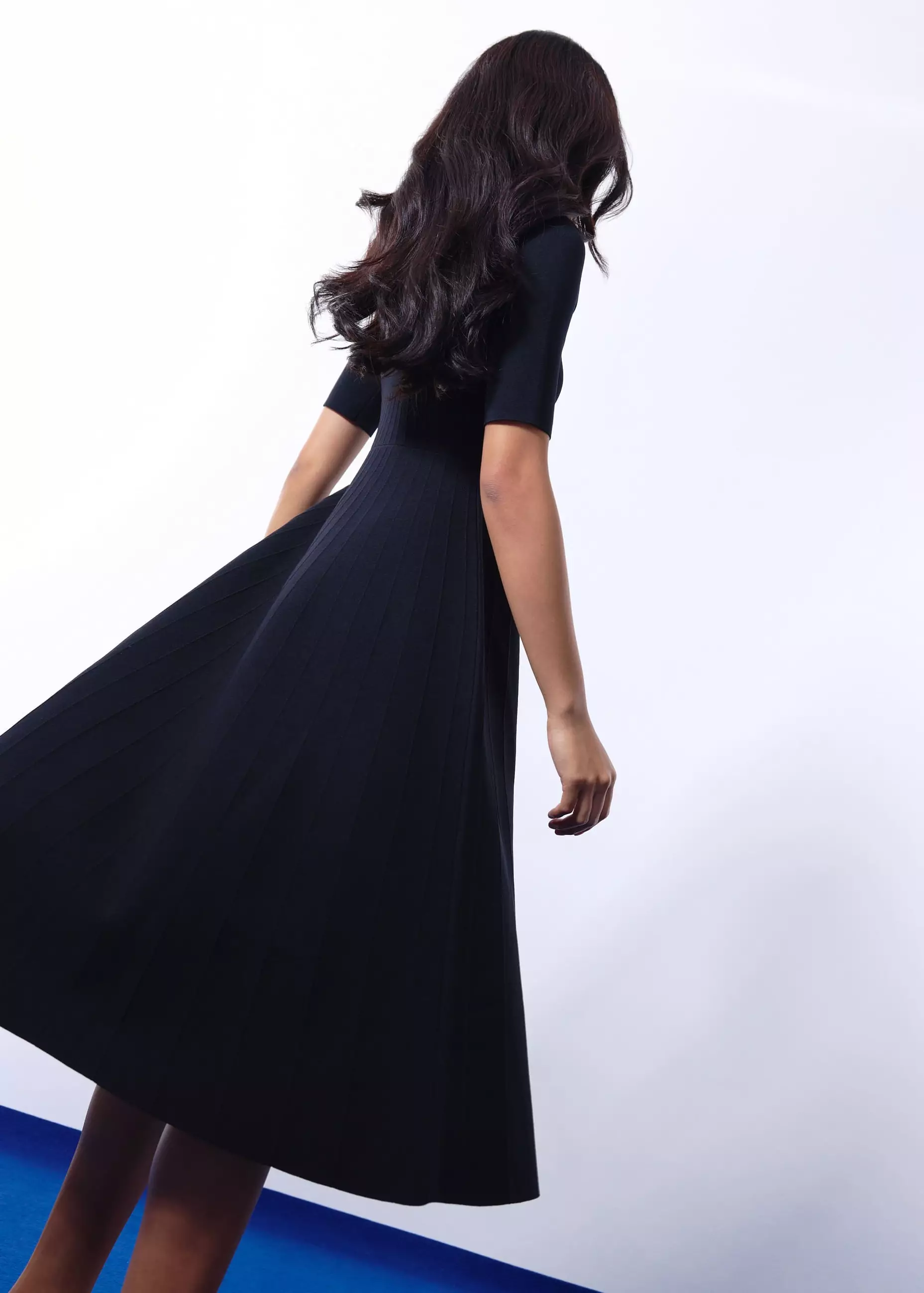 Dress Wanita - Mutya Contour Knit Boat Neck Fit & Flare Midi Dress