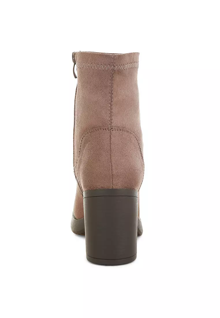 Sepatu Bot Kaus Kaki Mikrofiber Warna Taupe