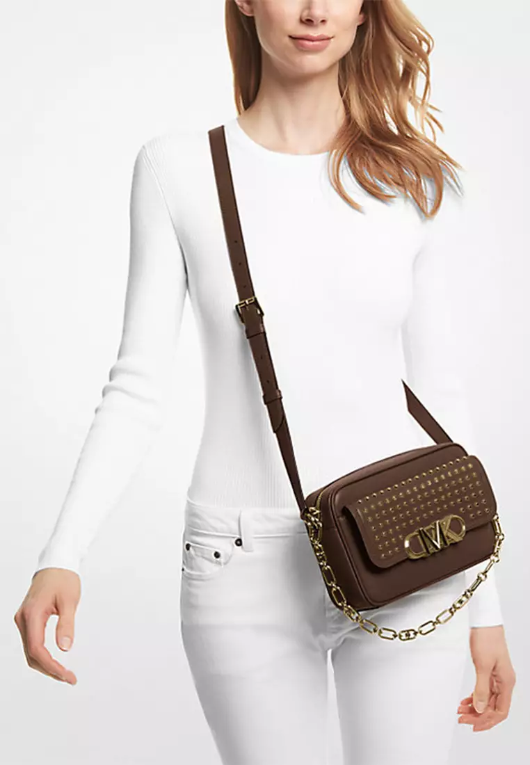 Studded leather crossbody bag outlet
