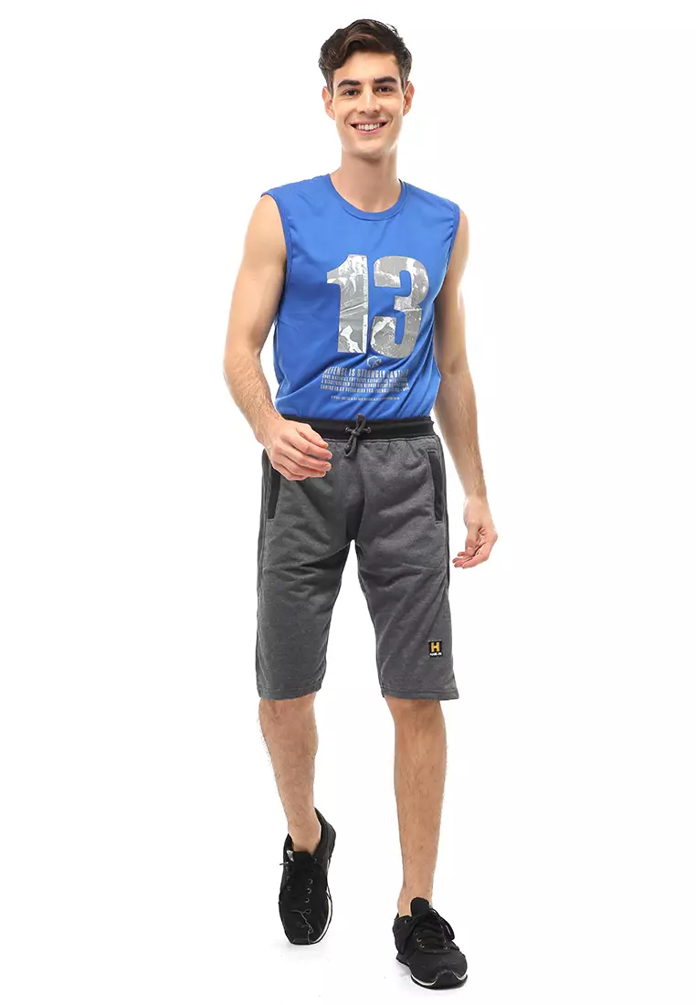 Rishham Short Pants Celana Pendek Kasual Pria Material Baby Terry ORIGINAL - Dark Gray