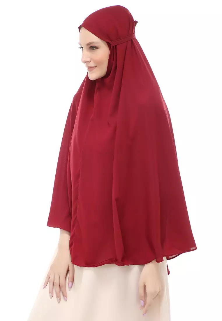 Nindy Jilbab Khimar Bergo Jumbo Motif Polos Relaxed Fit - Maroon