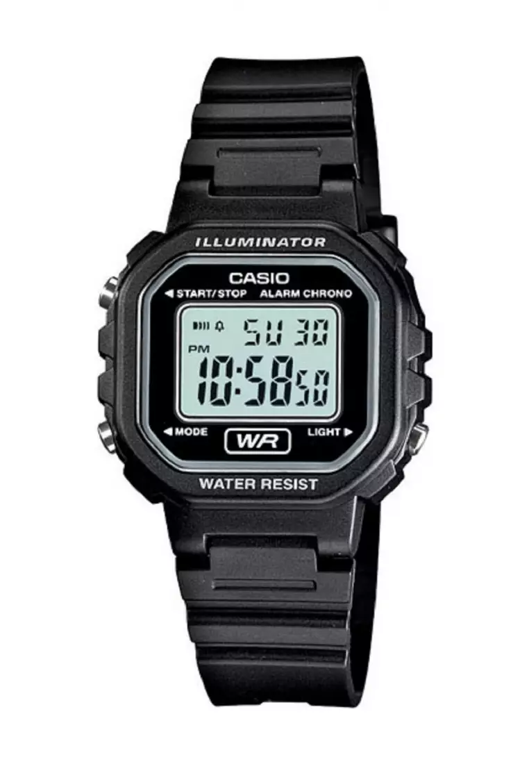 Casio Digital Jam Tangan Wanita Strap Karet Hitam LA 20WH 1A Original