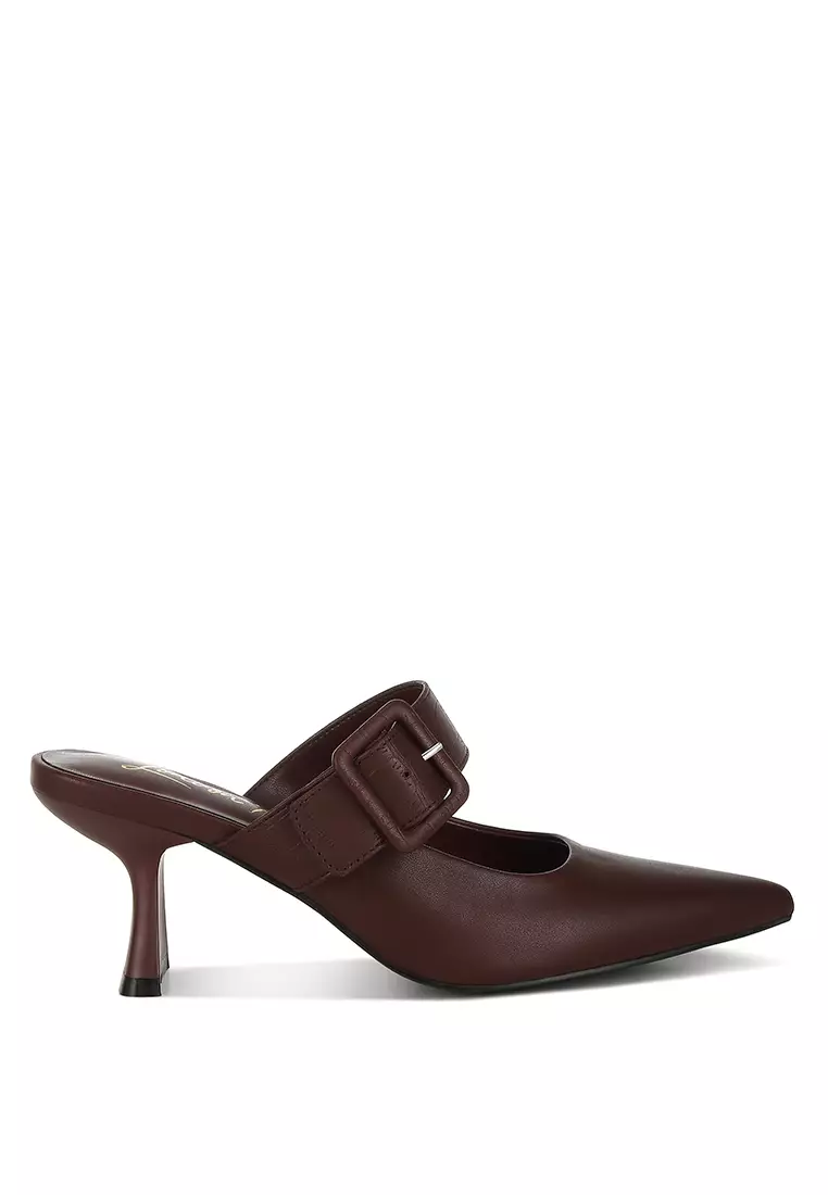Discount on London Rag  shoes - SKU: Burgundy Block Heel Mules