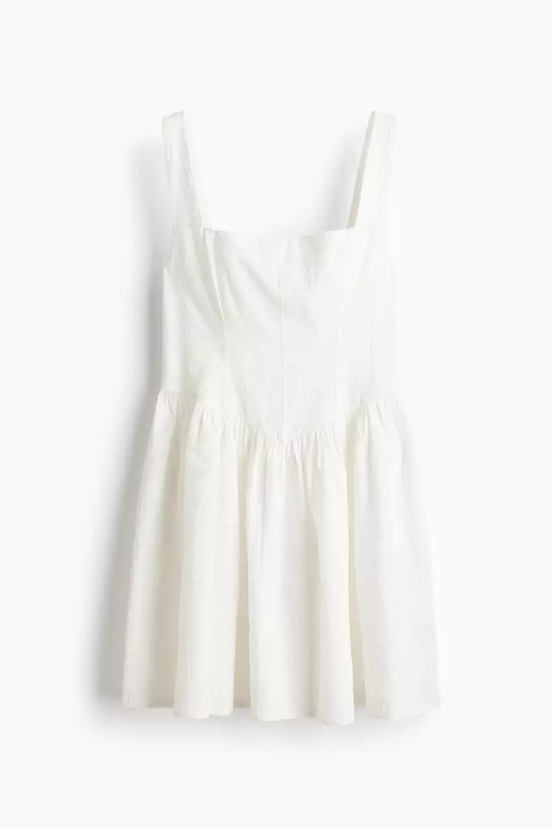 Embroidered flared-skirt dress