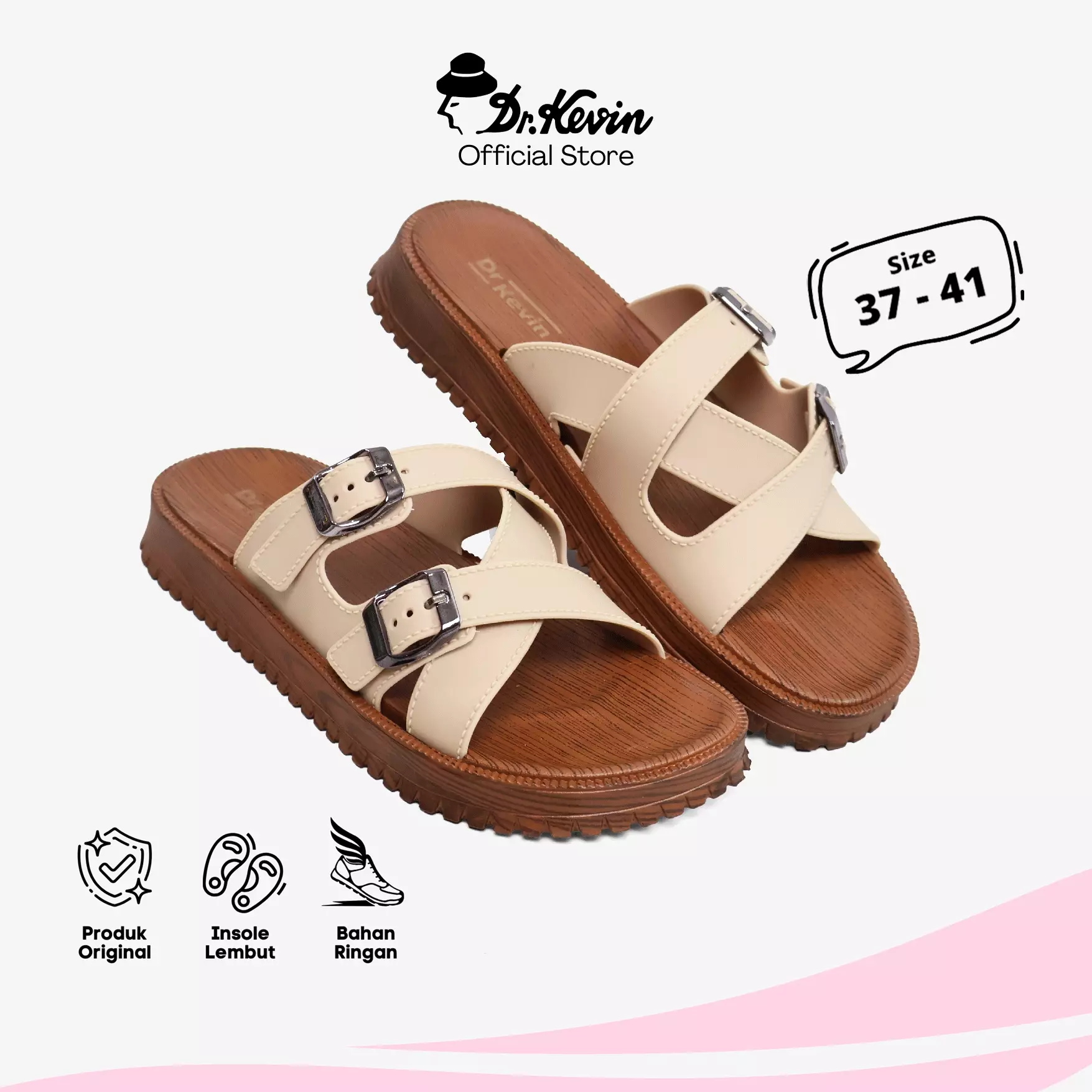 Dr. Kevin Sandal Selop Wanita Hak Rata Flat Sandals 571-148