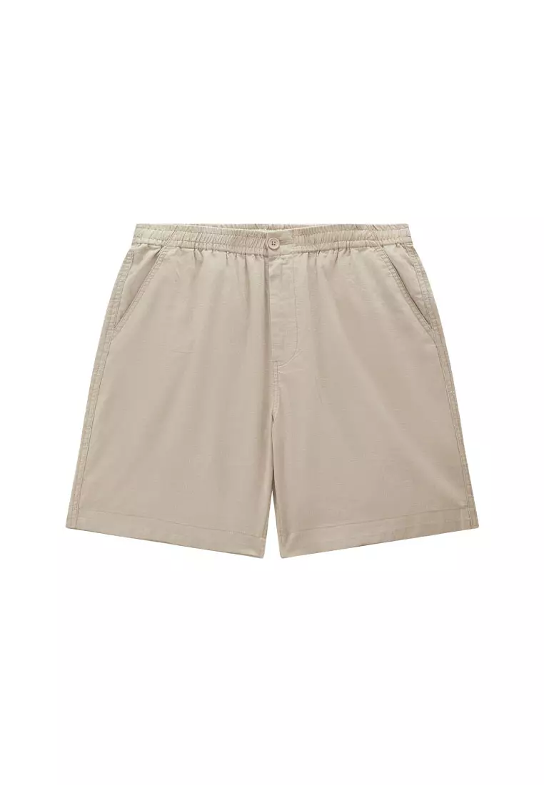 Korea Collection Men's Linen Cotton Elastic Waist Shorts 01106597