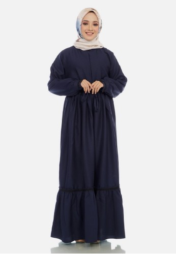Jual Batik  Mayung gamis  sanaya navy Original ZALORA  