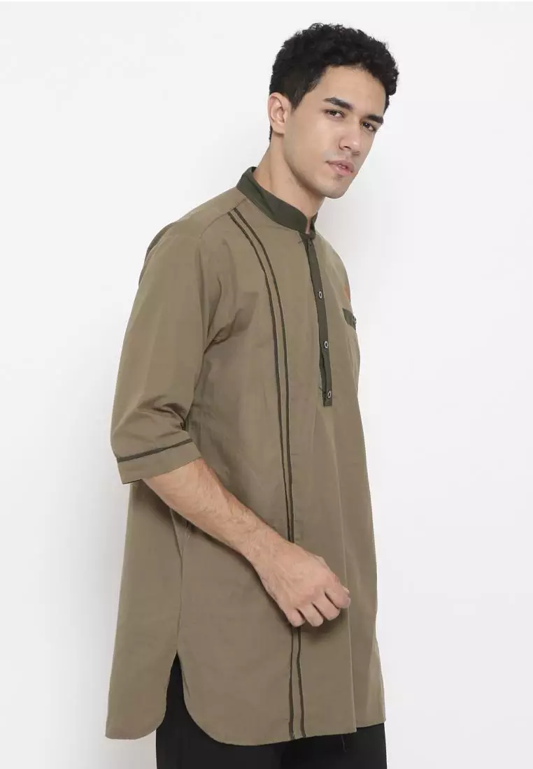 Zayidan Baju Koko Gamis Muslim Pria Emran - Khaki