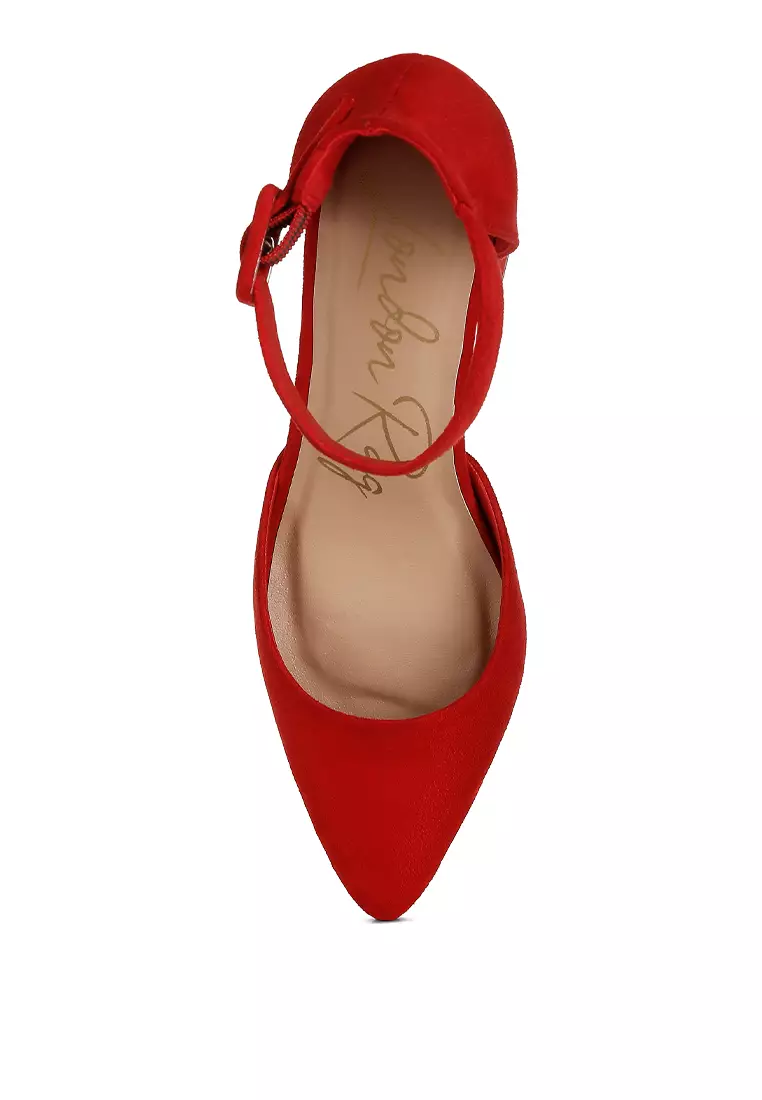 Sandal Santai Bertumit Sedang Warna Merah