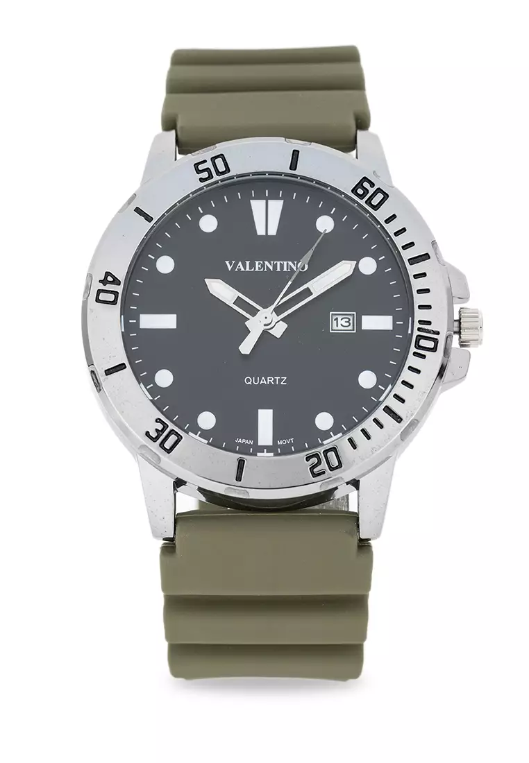 Analog Watch 20122530-Grn Strap-Black Dial