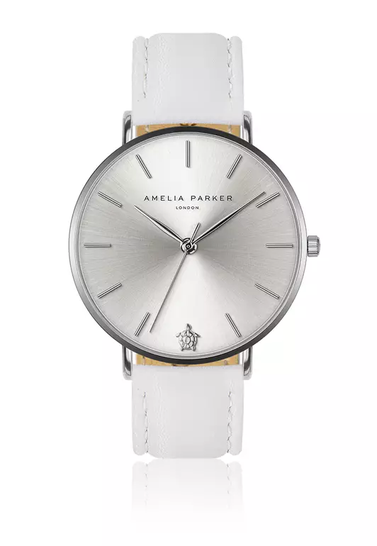 Amelia Parker Capsule Grey White Leather women watch