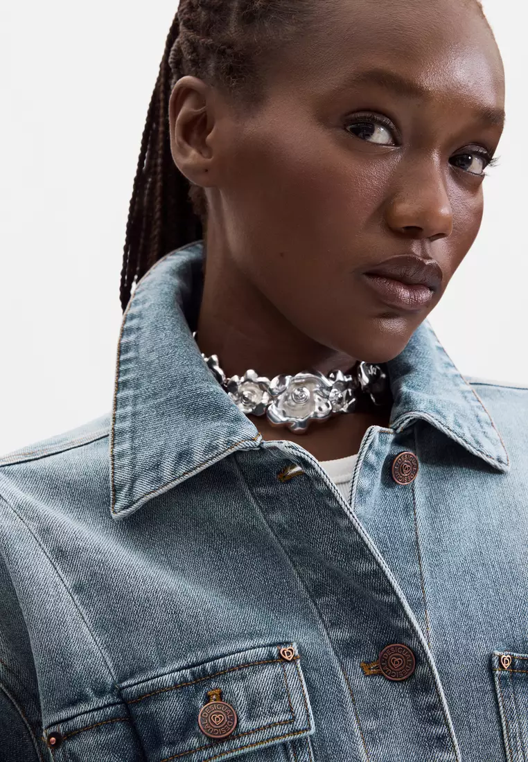 Buy Desigual Embroidered Denim Jacket 2026 Online | ZALORA