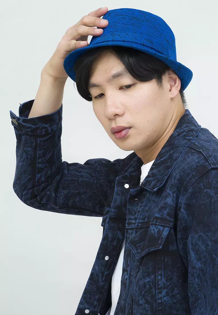 Topi fedora cowboy hat fedora linen biru houseofcuff