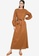 ZALIA BASICS brown Cotton Belted Dress 0DC69AA4B056C9GS_4