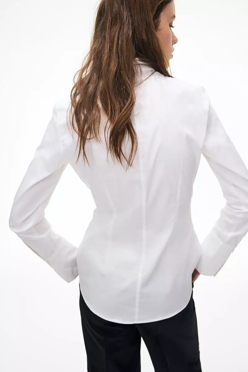 Shoulder-pad tapered-waist shirt