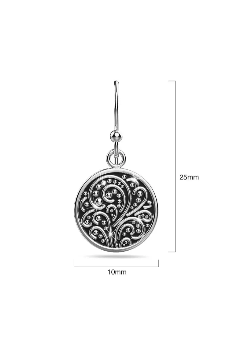 Solid Silver Petrified Garden Filigree Hook Earrings