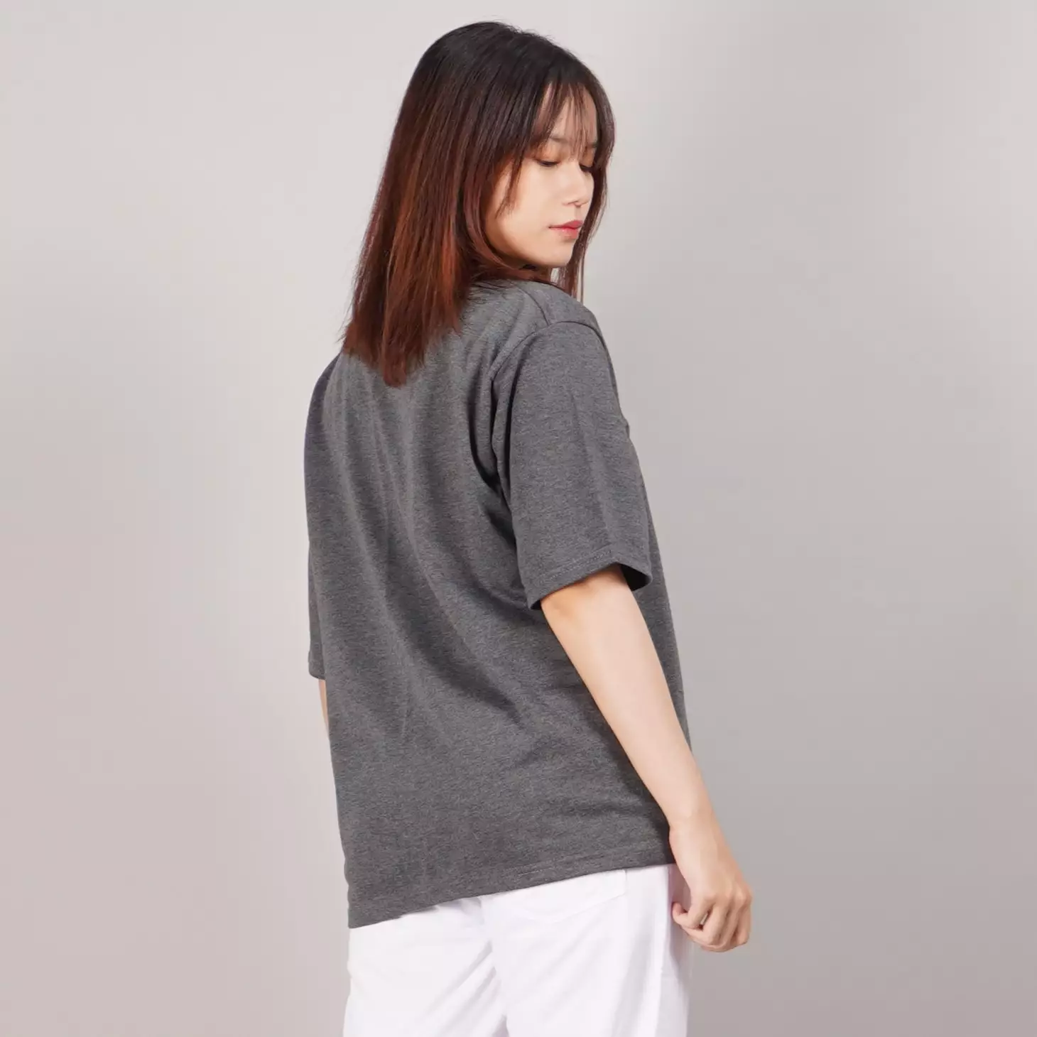GEORGIE Basic T-Shirts Wanita Kaos Polos Wanita Kaos Oversize - ABU TUA