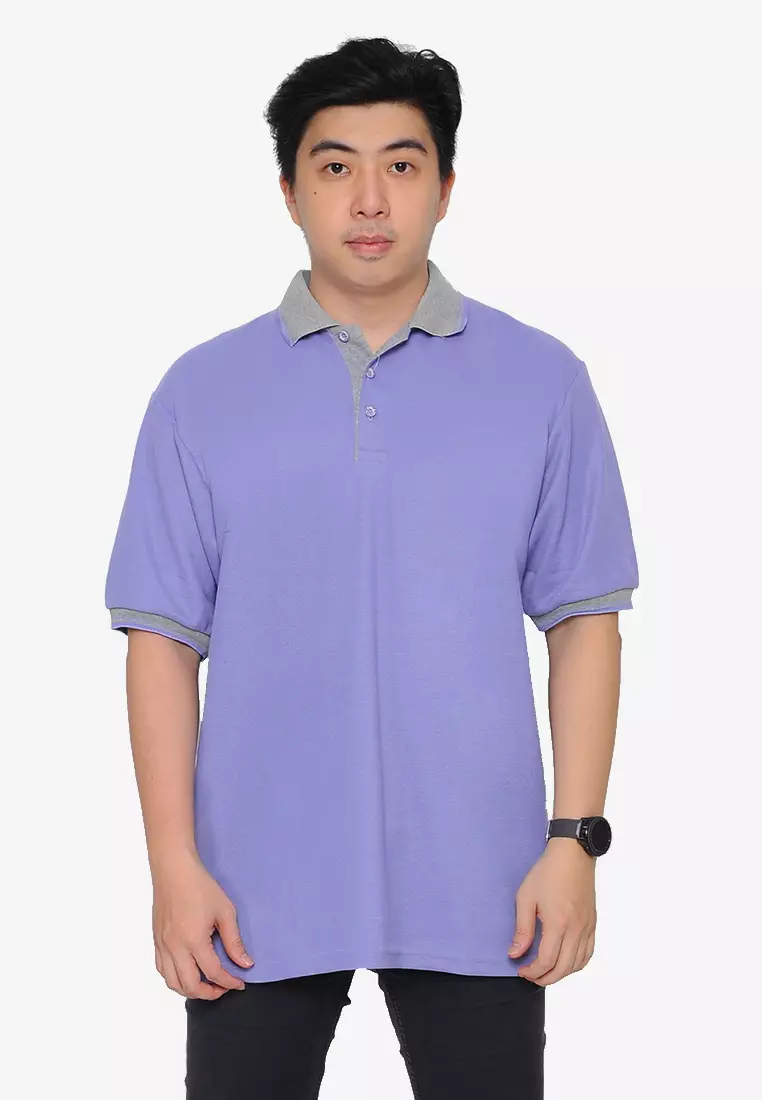 Andre Michel Kaos Polo Shirt Lengan Pendek Kerah Abu Ungu Muda 933-53