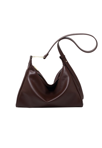 Lara brown Women's Plain PU Leather Zipper Tote Bag Shoulder Bag - Coffee 98AD2ACF272718GS_1
