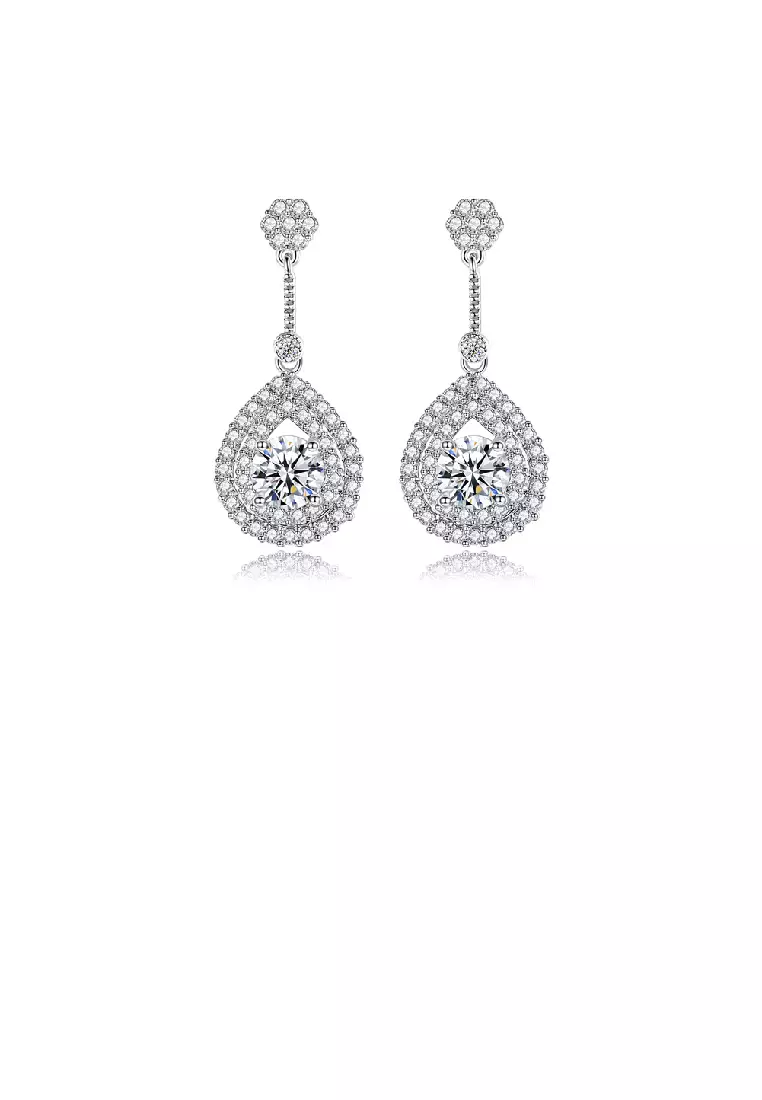 White geometric top earrings