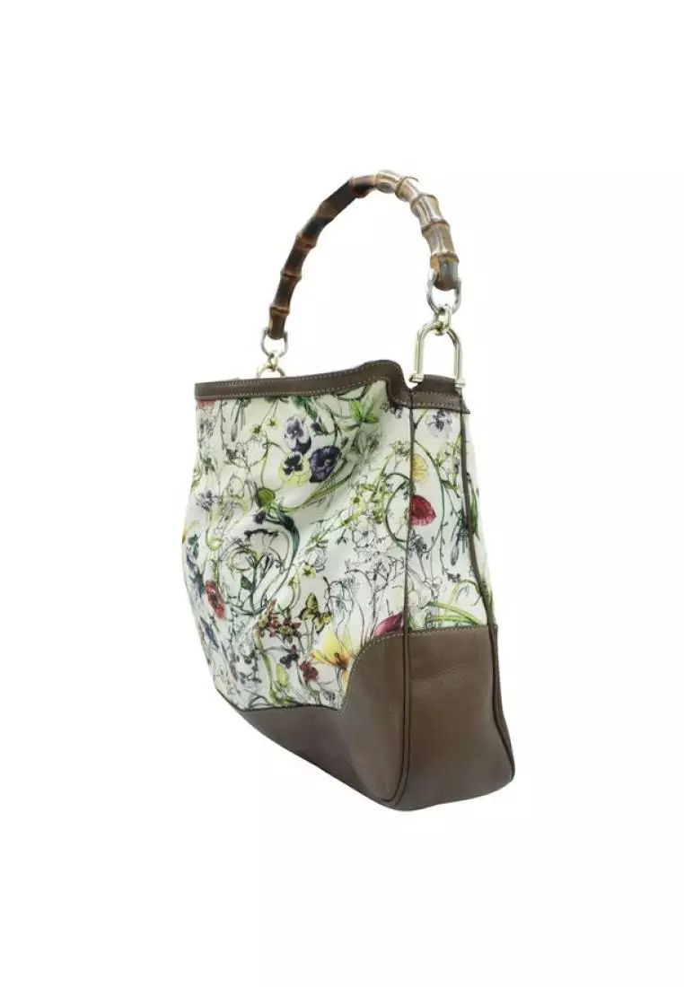 Buy Gucci Pre Loved GUCCI Bamboo Tote Canvas with Floral Print