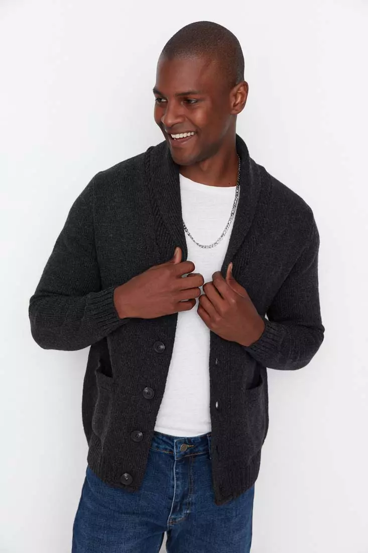 Buy Trendyol Regular Fit Shawl Collar Knit Cardigan 2025