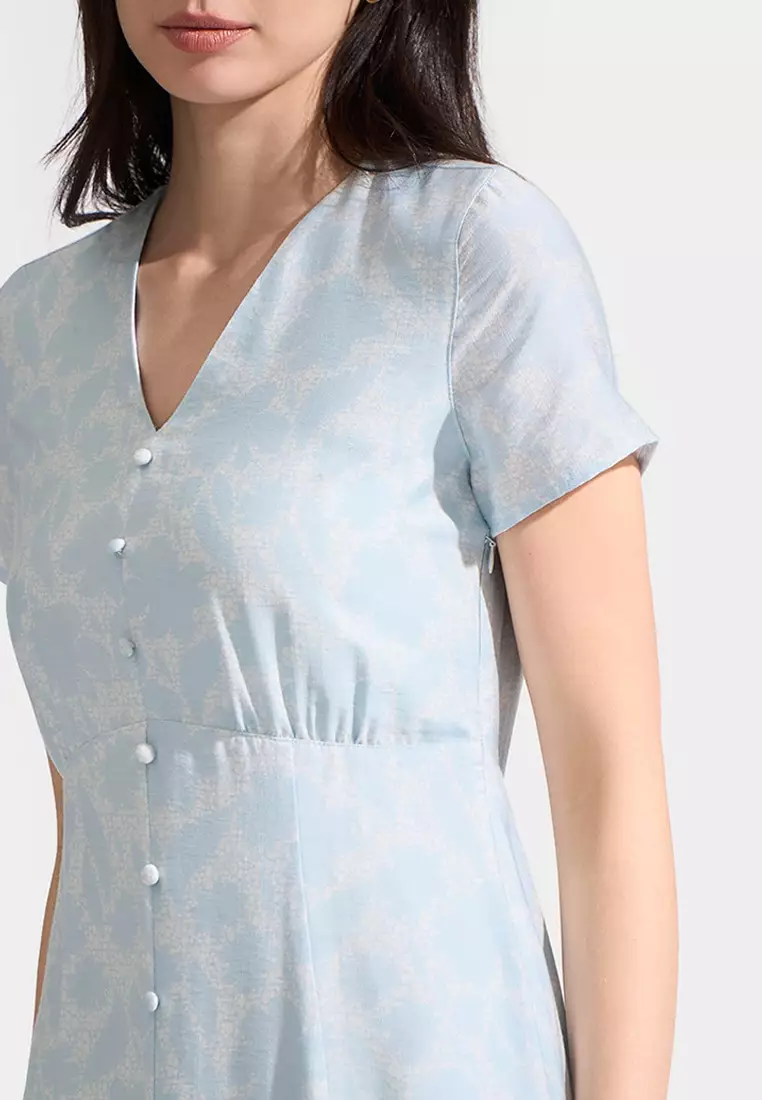Extended Sleeves Button Down Floral Dress