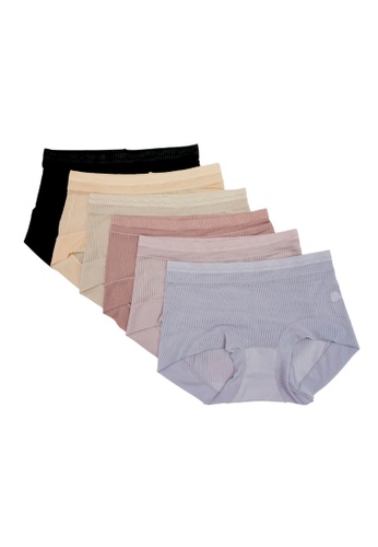 Kiss & Tell black and multi and beige 6 Pack Sabrina B Panties 04CCCUS4447E3FGS_1